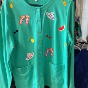 Palm Harbor Embroidered‎ Green Cardigan